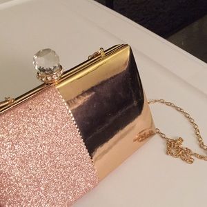 Rose gold sparkle crossbody clutch